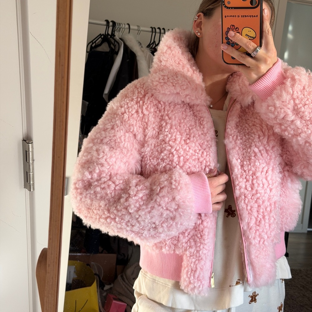 Loveshackfancy Pink Shearling Jacket - image 1
